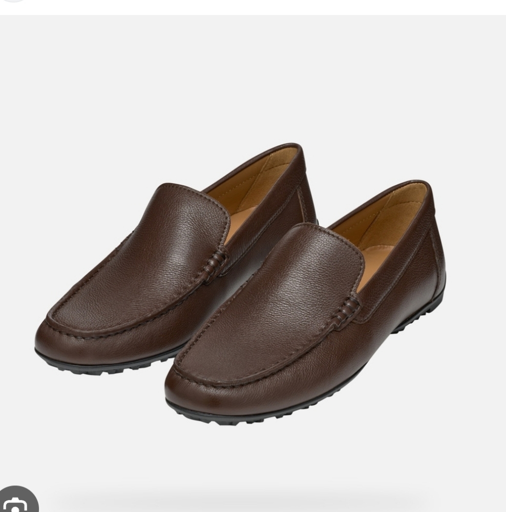 Geox Men's Brown Leather Slip-On Loafers